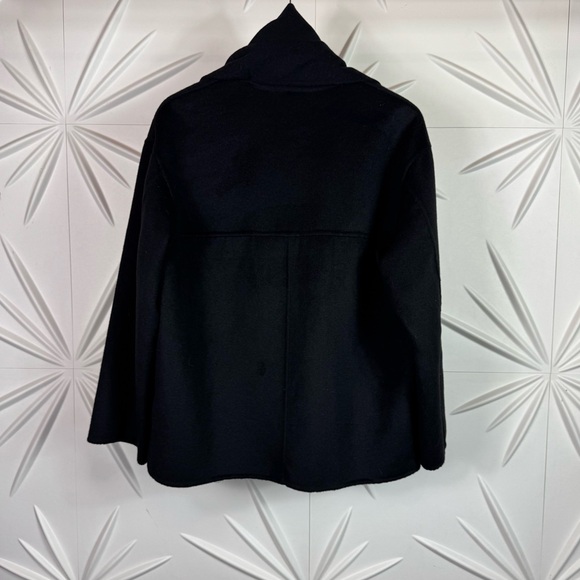 ZARA WOOL BLEND SHORT COAT WITH DETACHABLE SCARF - BLACK - Picture 14 of 17